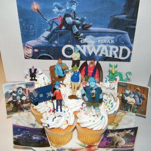 Disney Onward Movie Cake Toppers 14 Set with 10 Figures and 4 Stickers